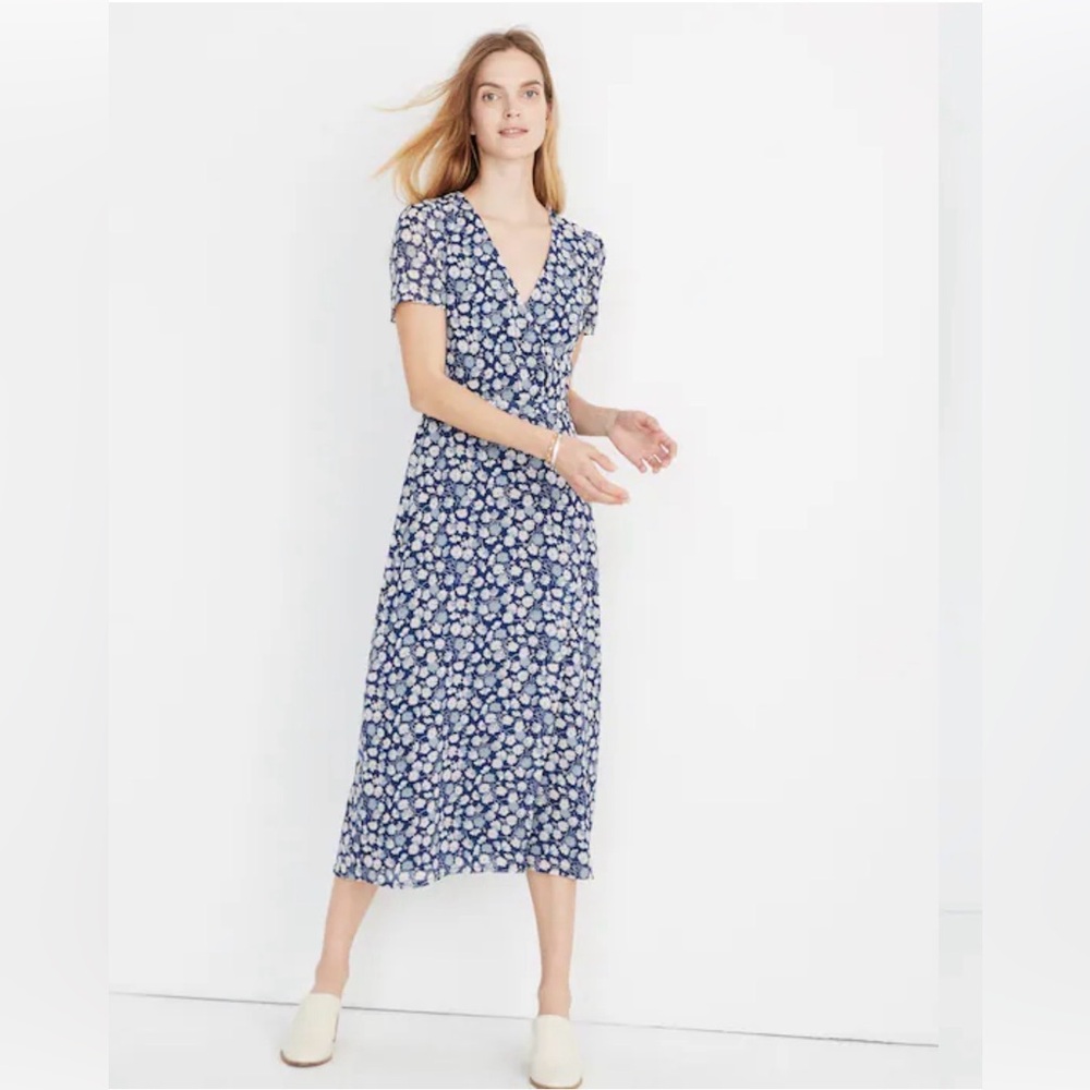Madewell Wrap Front French Floral Midi Dress Women's size 4